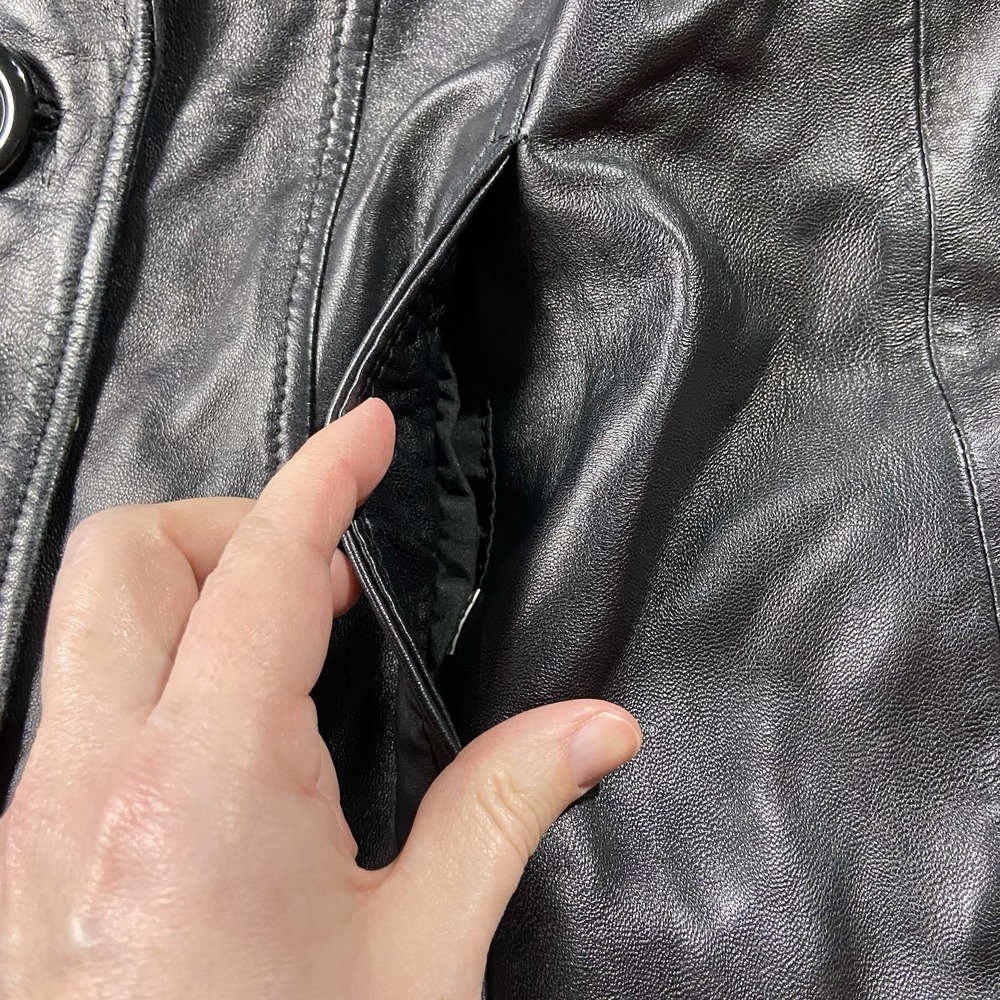 VTG Colebrook Soft Leather Jacket Blazer Black Women's L 90s Minimalism Grunge - Picture 4 of 16